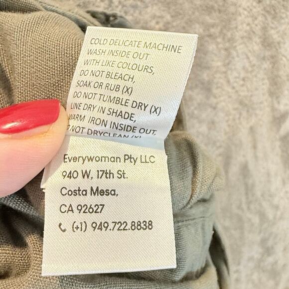 The Shanty Flax Linen Sage Green Jumpsuit Romer Tie Waist Utility L Large - Picture 9 of 11